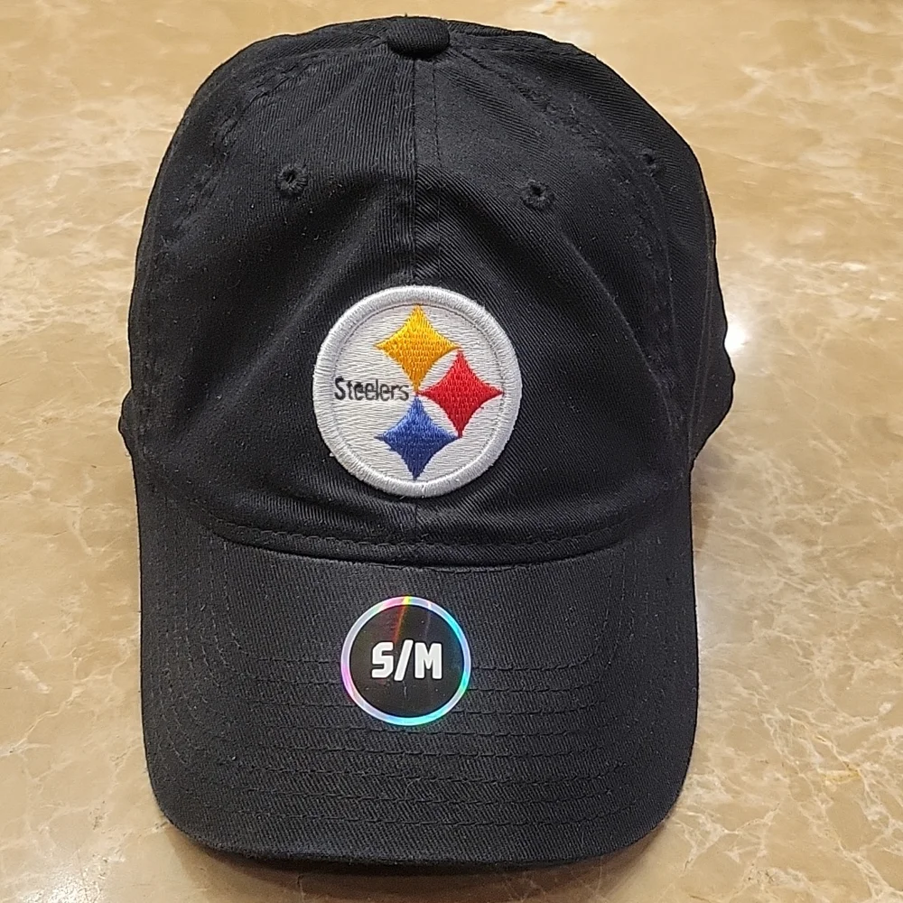 Team Apparel Pittsburgh Steelers NFL Black Baseball Cap, S/M or 7-1/4" - Picture 1 of 13